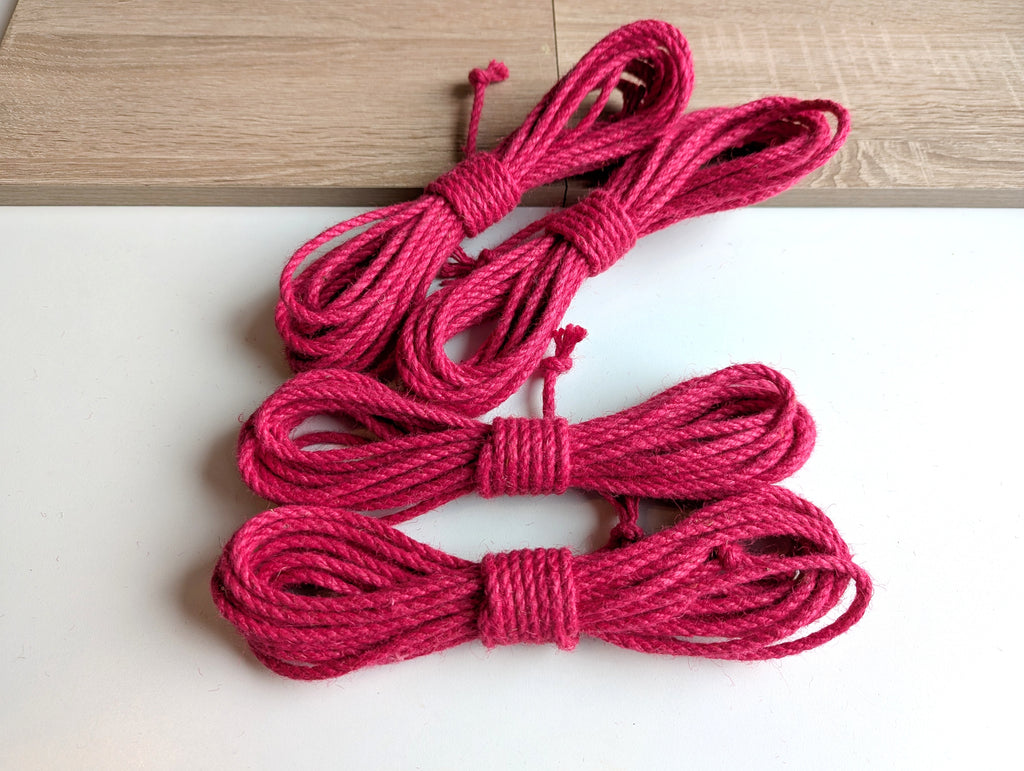 Pink Shibari Rope Handmade Jute - Set 4×8m