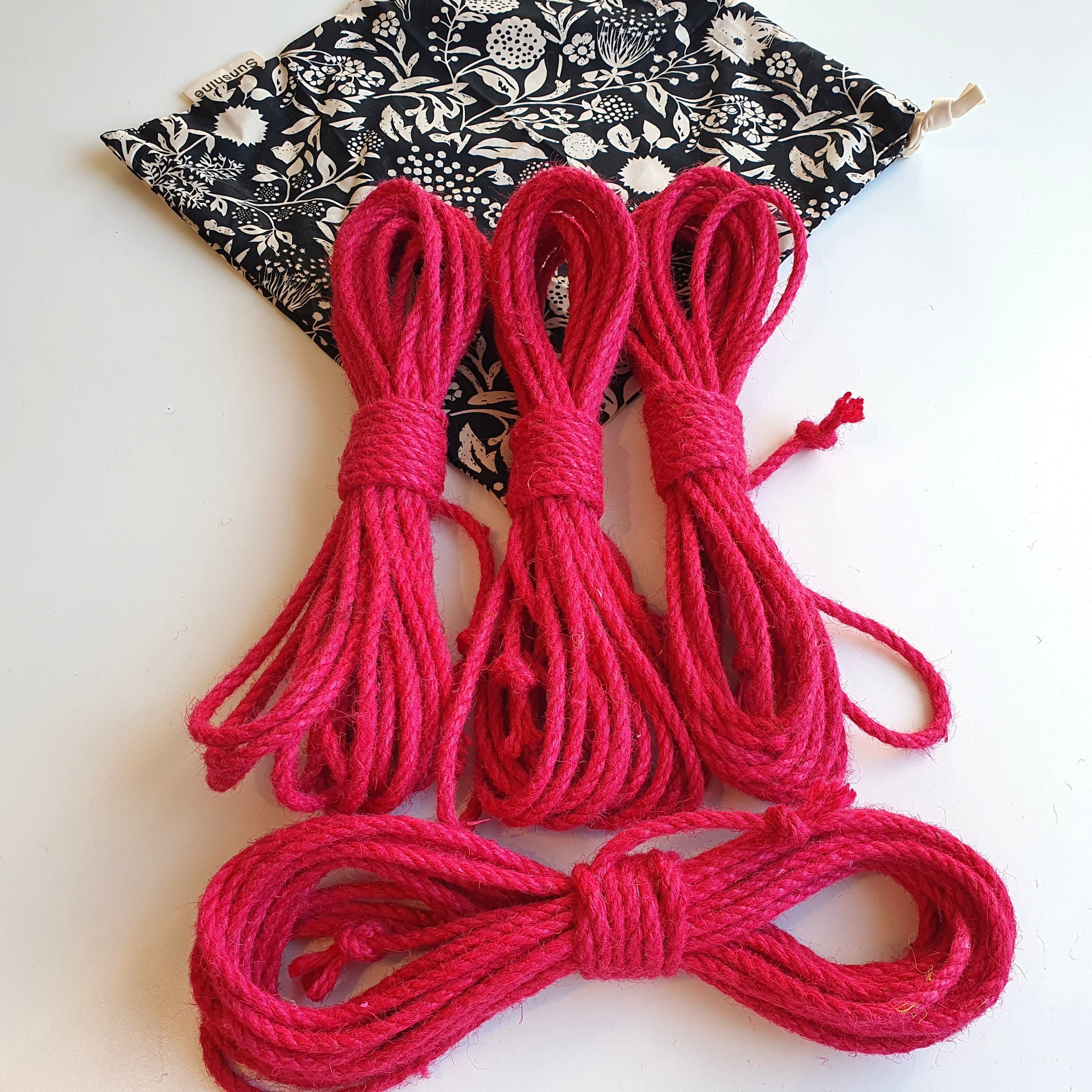 Shibari set of rope pink jute with bag