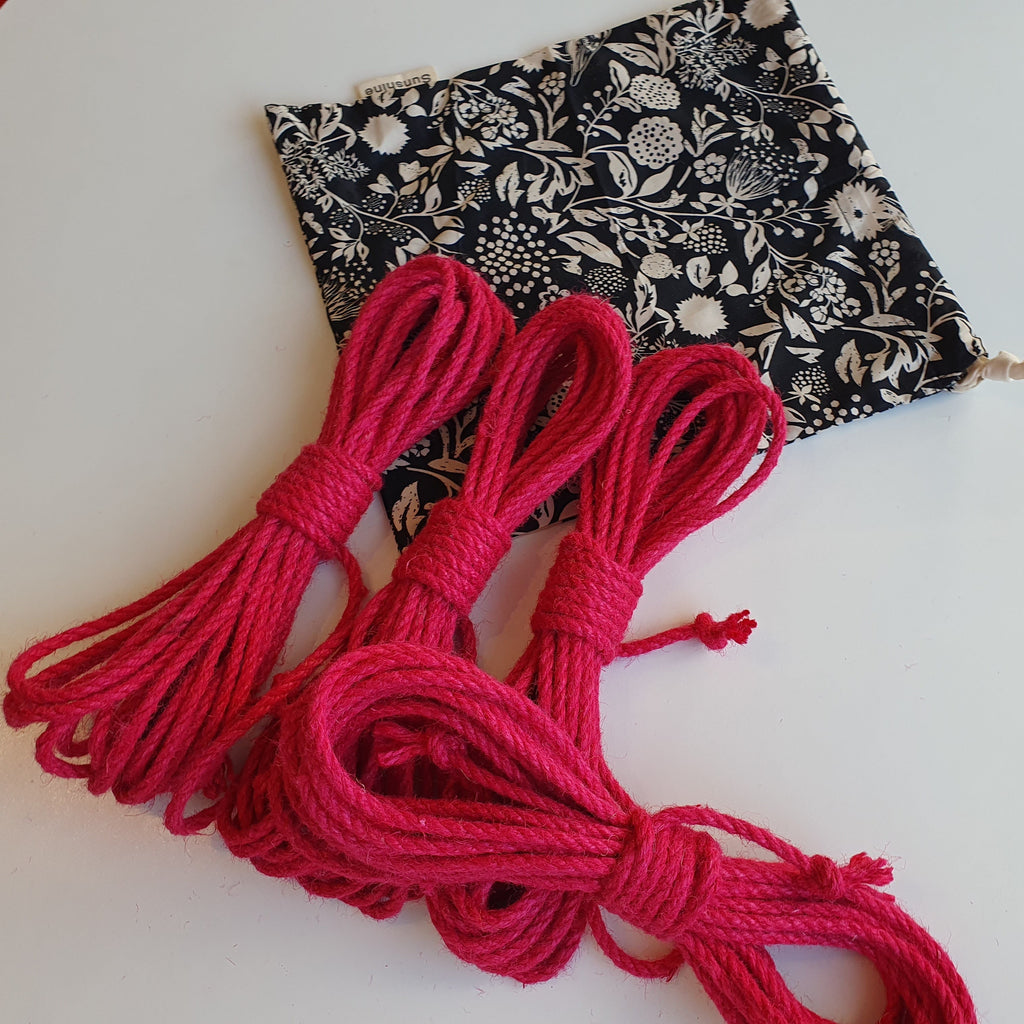 Pink shibari rope jute natural 