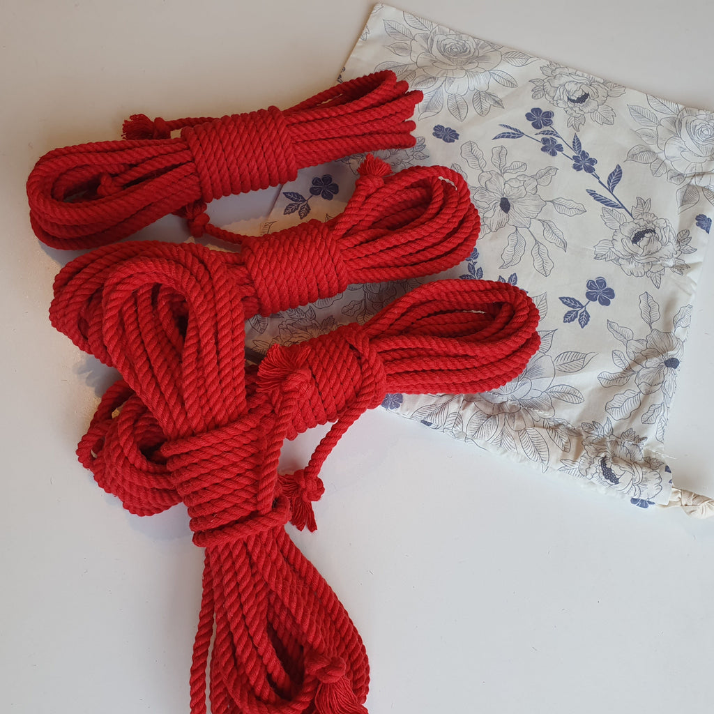 red cotton shibari rope