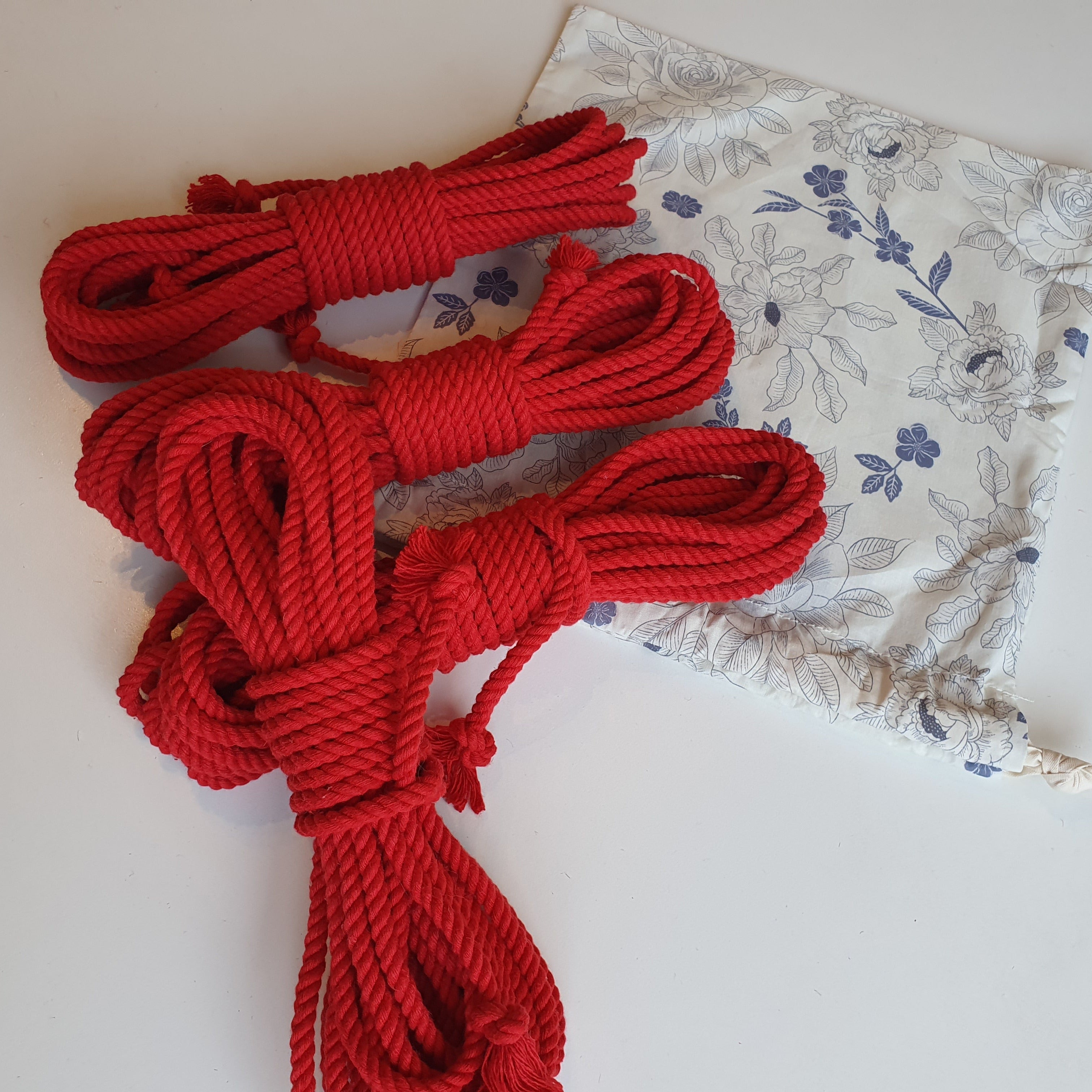 red cotton shibari rope
